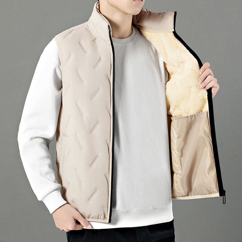 Padded Vest Gilet - 남성용 겨울 플리스 안감 누빔 패딩