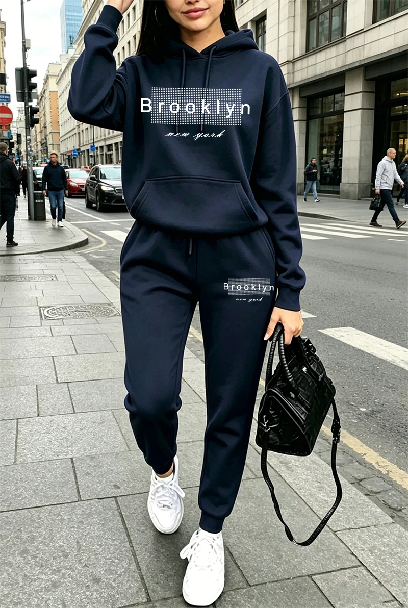 Winter Clothing Fashion - 여성 트레이닝복 프린팅 캐주얼 후드티 스웨트셔츠