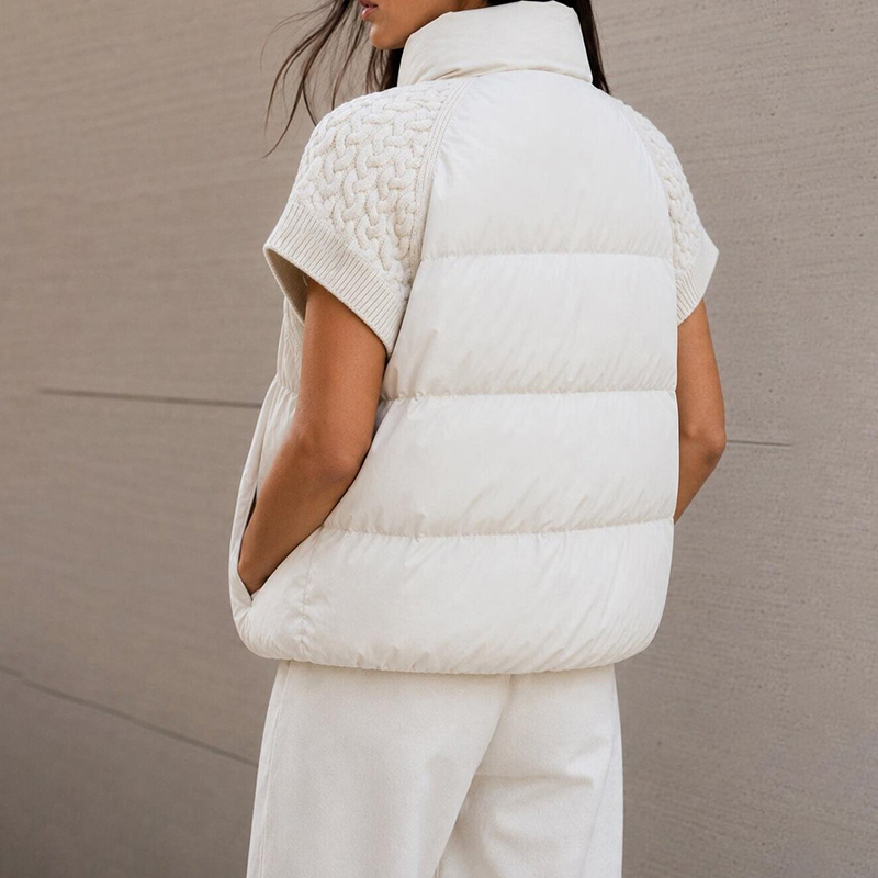 여성용 세련된 크롭 푸퍼 베스트 민소매 케이블 니트 패 - Padded Vest Gilet 리뷰 및 가격