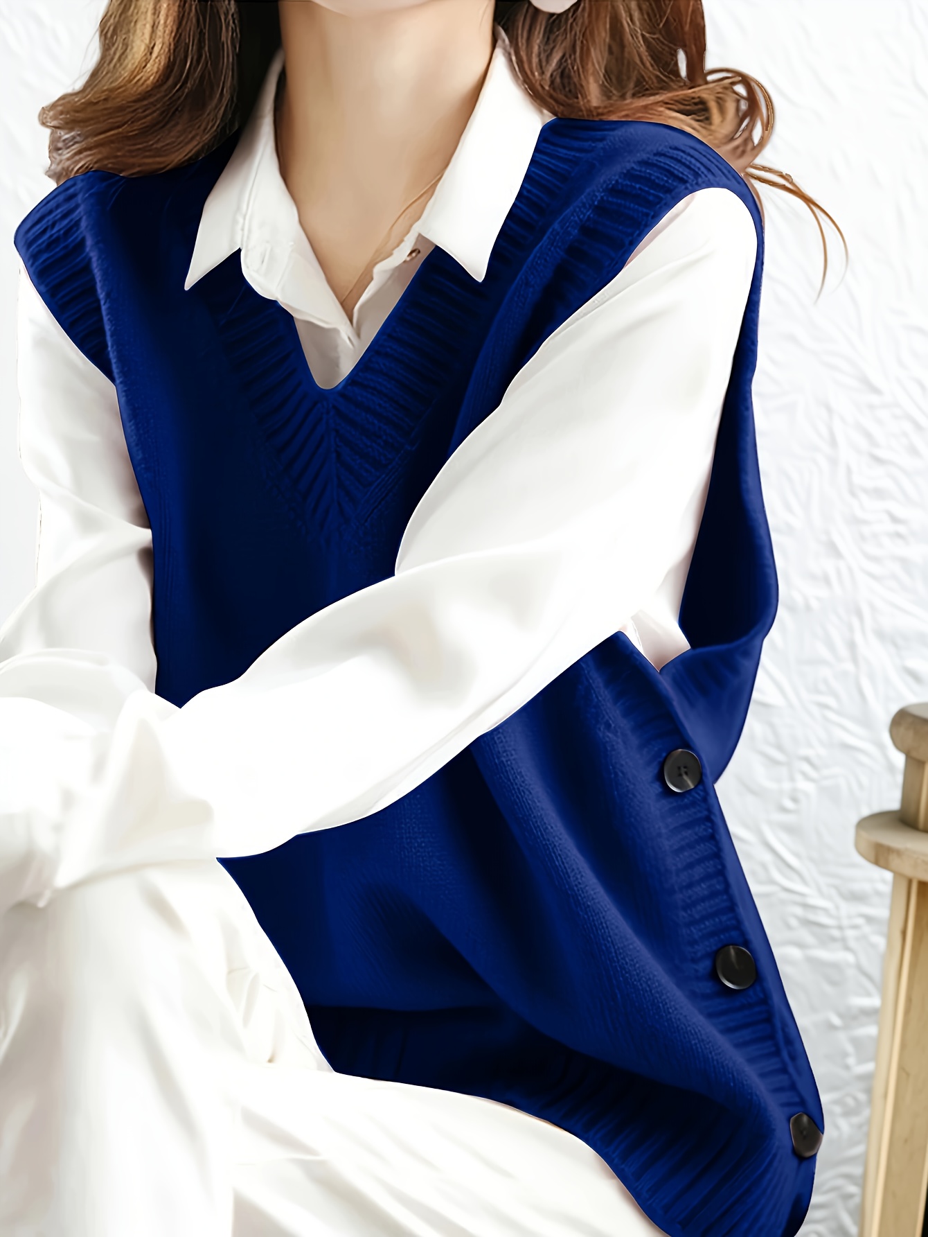 여성용 가을 겨울 V넥 솔리드 컬러 니트 스웨터 베스트 - Winter Clothing Wholesale 리뷰 및 가격
