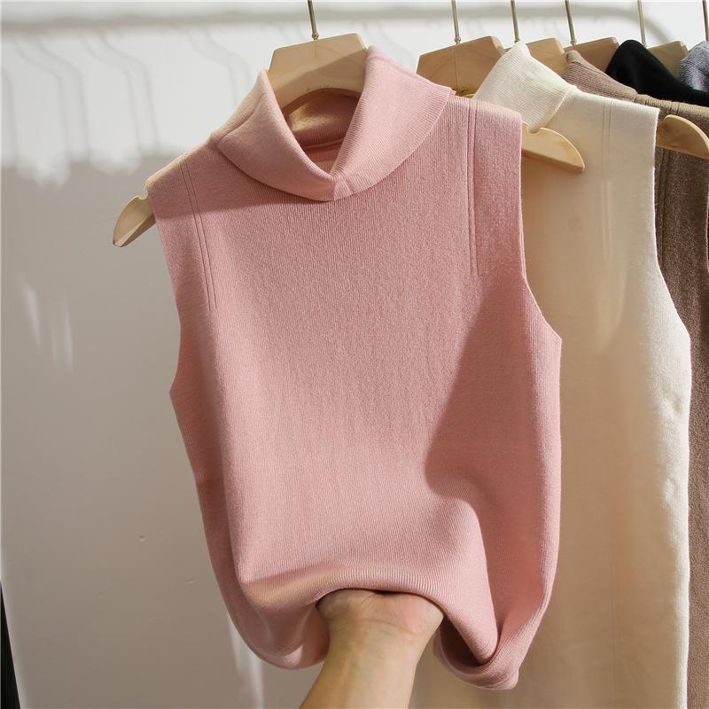 터틀넥 민소매 슬림핏 니트 탑 여성용 하이넥 스웨터 베 - Winter Clothing Essentials For Women 리뷰 및 가격