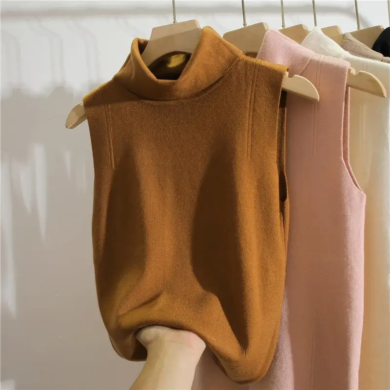 터틀넥 민소매 슬림핏 니트 탑 여성용 하이넥 스웨터 베 - Winter Clothing Essentials For Women 리뷰 및 가격