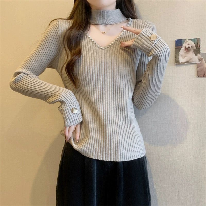 여성용 비즈 장식 트렌디 니트 스웨터, 긴 소매 젊은  - Winter Clothing Trends 2025 Women'S 리뷰 및 가격
