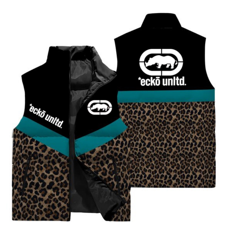 뉴 맨 라이노 로고 레오파드 프린트 패딩 베스트 패치워 - Padded Vest Gilet 리뷰 및 가격