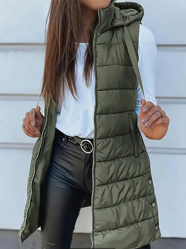 가을 겨울 여성 조끼 캐주얼 지퍼 업 퀼트 패딩 후드  - Padded Vest Gilet 리뷰 및 가격