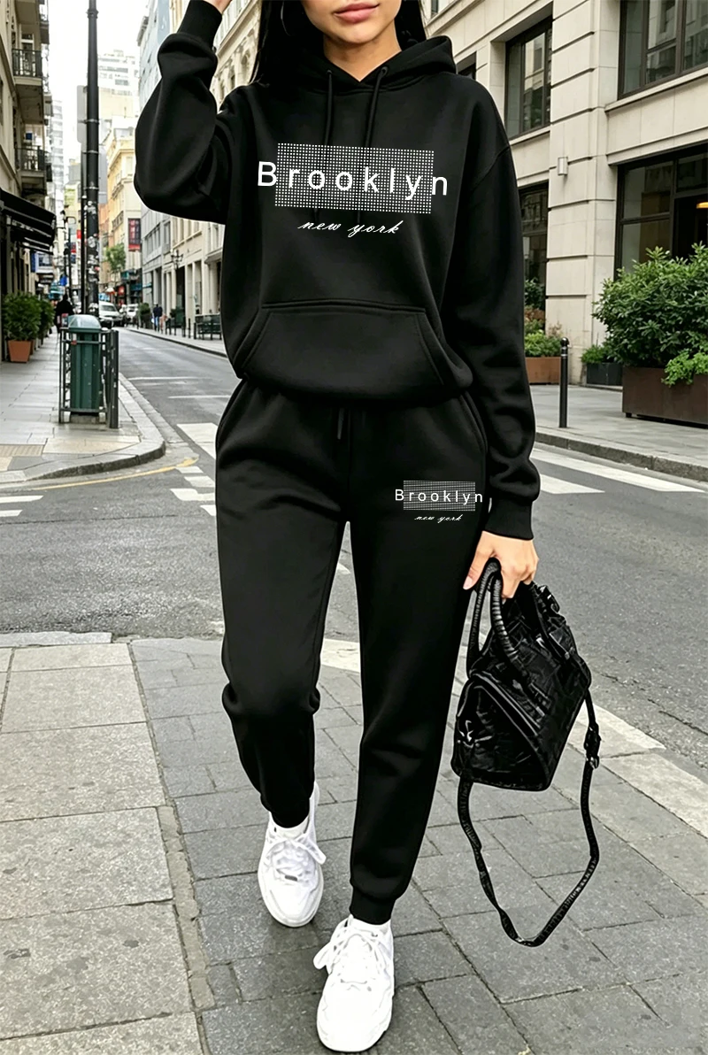 여성 트레이닝복 프린팅 캐주얼 후드티 스웨트셔츠 야외  - Winter Clothing Fashion 리뷰 및 가격