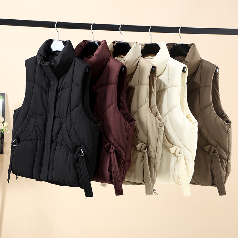 여성 하이 스탠드 칼라 퀼트 패딩 조끼 드로스트링 밑단 - Padded Vest Gilet 리뷰 및 가격