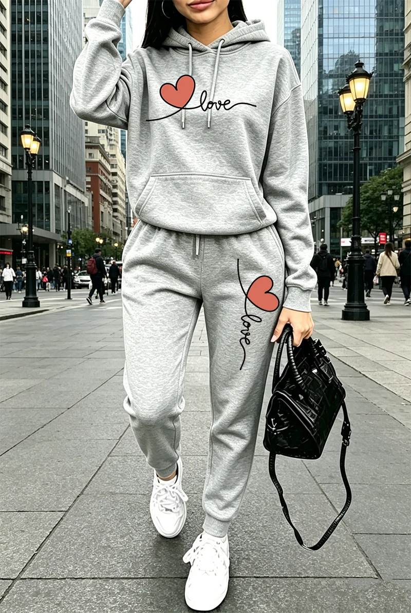 여성 트레이닝복 프린트 캐주얼 긴팔 후드티 스웨트셔츠  - Winter Clothing Fashion 리뷰 및 가격