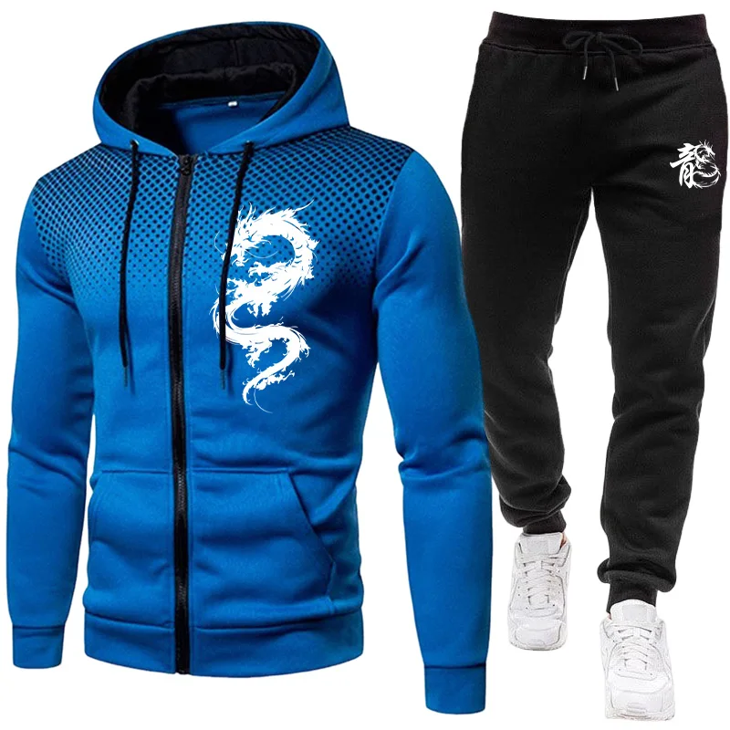 남성용 파리 드래곤 패턴 패션 프린트 세트 투피스 세트 - Winter Clothing Kit 리뷰 및 가격