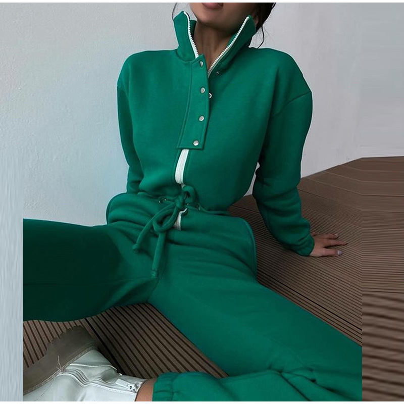 여성용 캐주얼 스탠드 칼라 점프수트, 지퍼 원피스, 긴 - Winter Clothing Sale 리뷰 및 가격